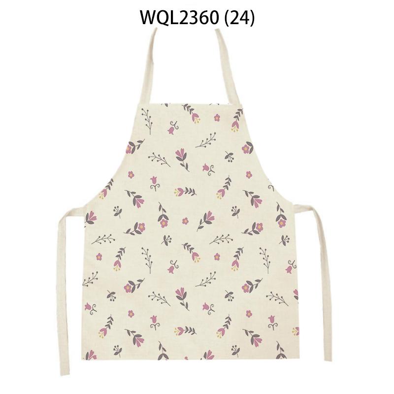 Flowers Pattern Kitchen Sleeveless Aprons Linen Bib Household Men Women Antifouling Clean Cooking Baking Waist Bib
