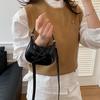 Cute Bowknot Shoulder Bag for Women Mini Hobo Bag Glossy Patent Leather Underarm Purse Vintage Y2K Crossbody Bag Sweet Girls Handbag