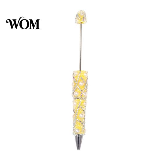 Handmade Jewelry Writing Pens DIY Beadable Pen, Bling Rhinestones And Faux Pearls Beaded Gift Ideas Black Ink Ballpoint Pen for Office School Supplies