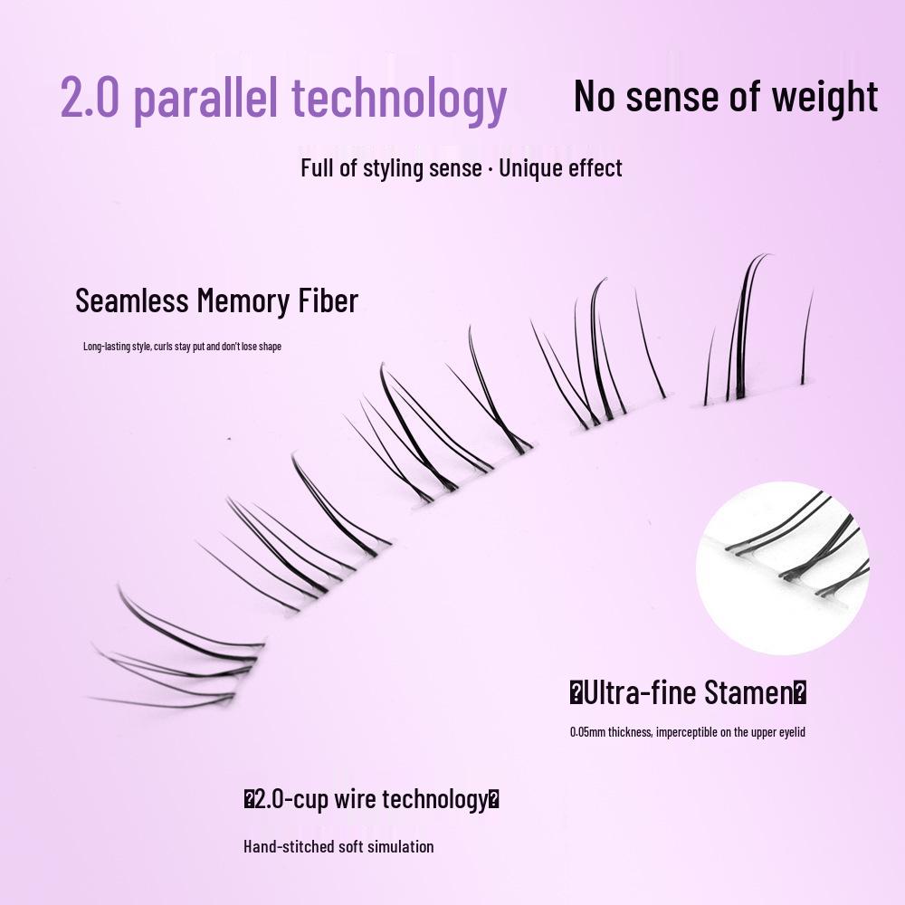 Natural Look Cat's Eye Slanted False Eyelashes: Dense, Hand-Painted, Wild Messy Philtrum Shortening Style