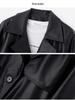 Women's PU Leather Trench Coat with Suit Collar, Double-Breasted, Mid-Length, Waist-Slimming for Spring/Autumn - Model YG82936.