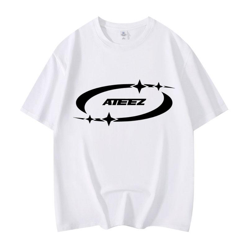 Kpop ATEEZ Tričko s potiskem loga Your Fantasy World Tour Krátký rukáv Pánské Dámské Ležérní Bavlněná Trička Streetwear