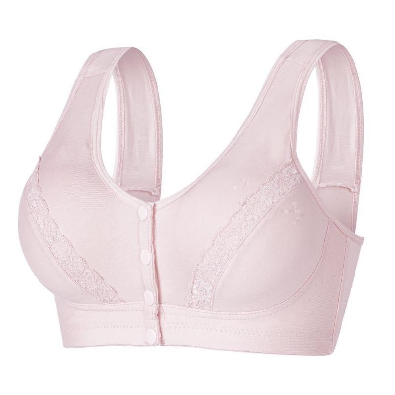 

Женский бюстгальтер с цветочным узором для женщин среднего и пожилого возраста без стального кольца, хлопковый, большого размера, с пряжкой спереди, нижнее белье 44/100