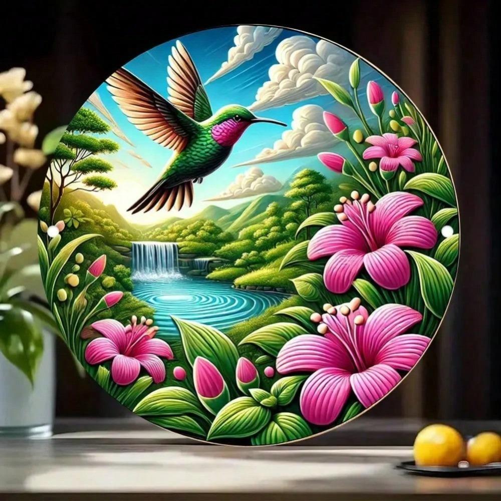 Aluminum Metal Wall Art Nature Design Round Home Cafe Decor