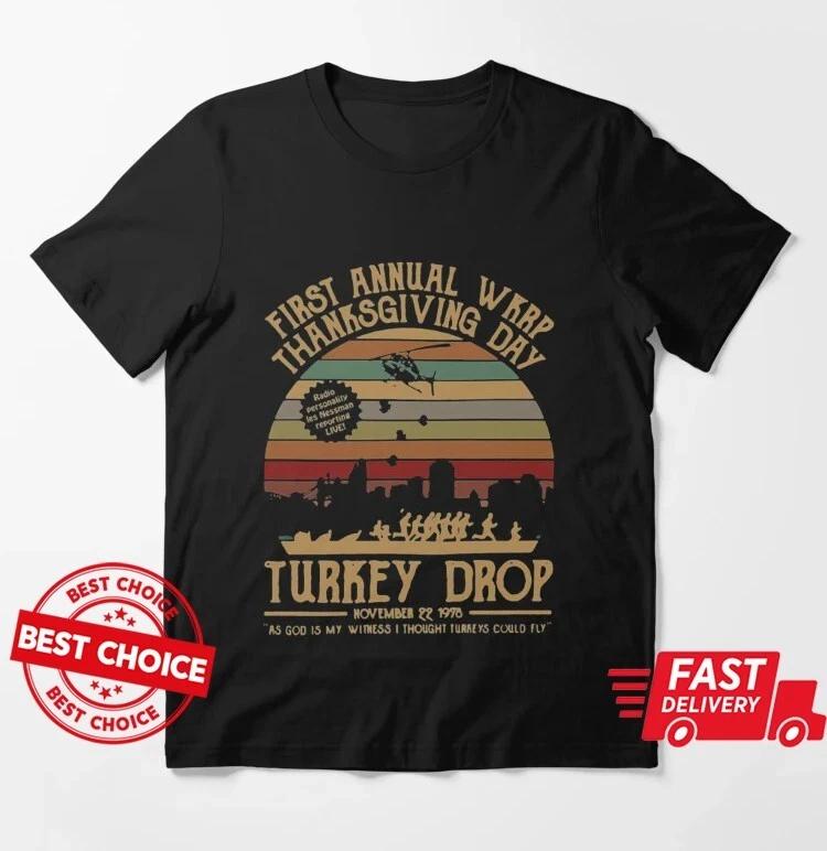 Retro Turkey Drop First Annual Wkrp Thanksgiving Day T-Shirt S-3XL Q7682 S