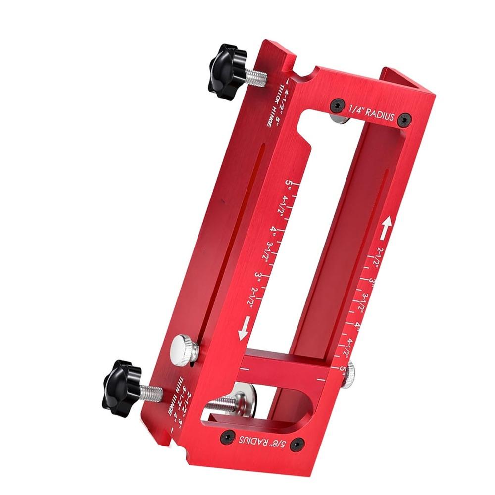 Aluminum Alloy Router Template Kit 1/4in Radius Mortise Jig Hinge Template  For Door Installation