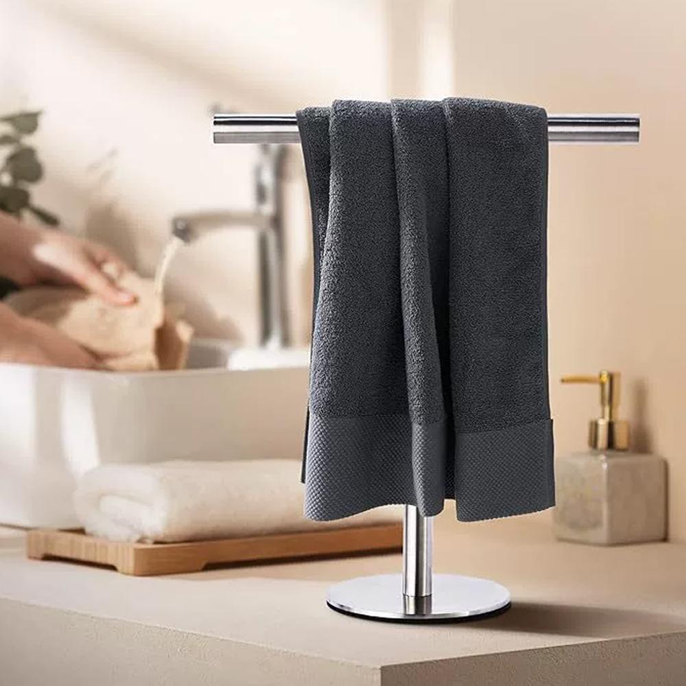 Stainless Steel Towel Rack Free Standing T-Shape Towel Bar Rack Bath Towel Bar Stand For Bathroom Kitchen Vanity Countertop
