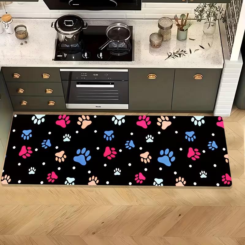1 Stück Katze und Hund Pfotenabdruck Rutschfeste Matte Ultra-Bequeme Flanell-Teppichmatte für Wohnzimmer Schlafzimmer Heimdekoration Teppiche