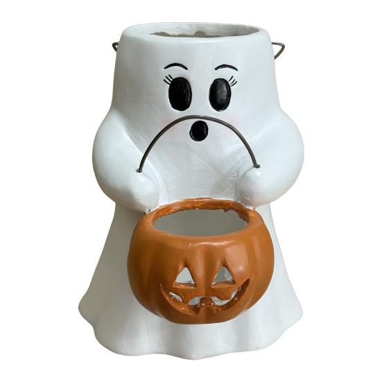 

Призрачное ведро Подставка для конфет Светящееся Ведро для угощений на Хэллоуин Призрак держит светящийся фонарь-тыкву B