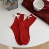 5 Pairs of Female Autumn and Winter Animal Red Mid Tube Stocking