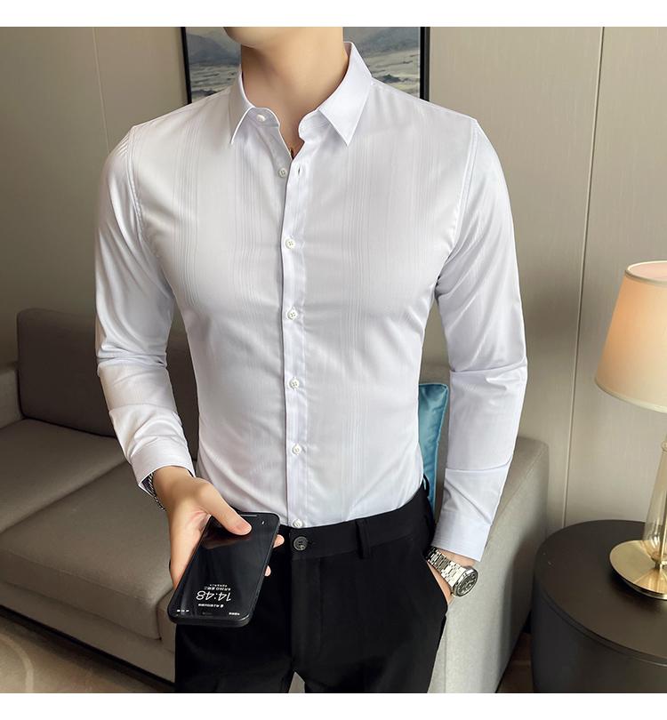 Solid Color Long Sleeve Shirt Slim Fit 