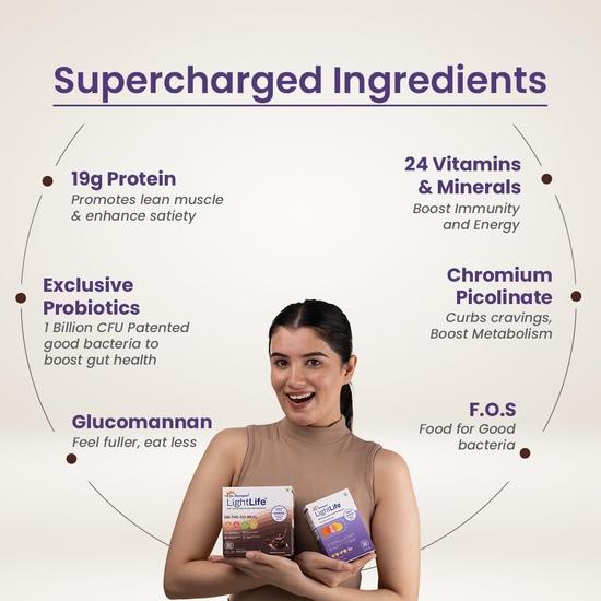 Dr. Morepen LightLife Power Plan | 50 Sachets (Pre-Meal Nutrition Mix) & 10 (On-The-Go Meal) Sachets 30 Consumption Days