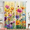 2 Stück, 2D-Flachdruck Lichtfilternde Vorhänge Blumensinfonie(5) Vielseitiges, strapazierfähiges Polyester (ohne Stange) Urlaubs-Ldeal für