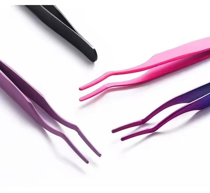 Wholesale High Quality Hot Sale Custom Stainless Steel Eyelash Aid Makeup  Eyelash Extension Tweezer Professional Beauty Tweezer