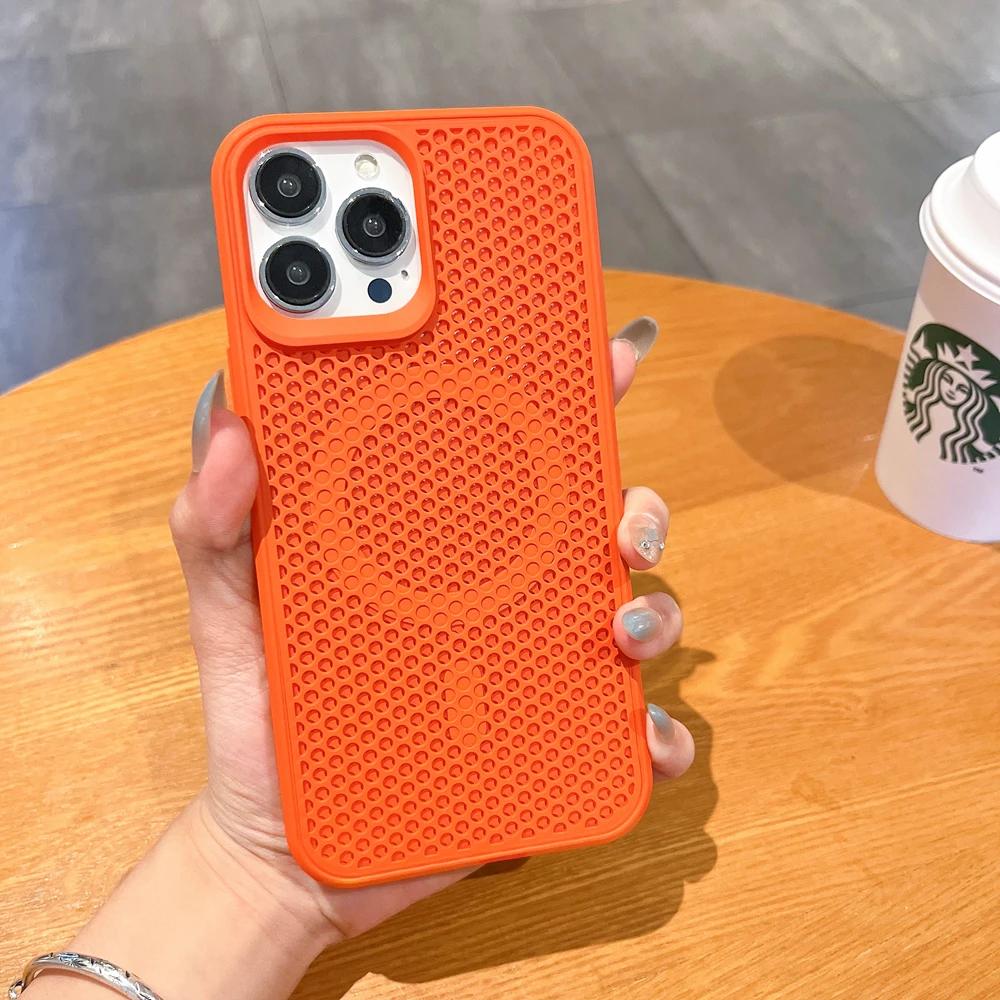 

Рассеивающий чехол для iPhone 15, 14, 13, 12, 11 Pro Max Plus, дышащее беспроводное зарядное устройство, однотонный излучающий чехол For iPhone 12