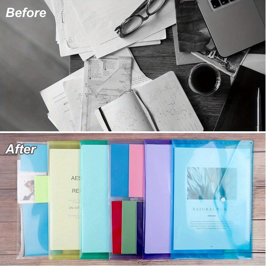 5/10pcs Plastic Envelopes A4 Size Folders for Documents Folders with Snap Closure Letter Size for School and Office Supplies JXB