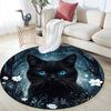 Magical Black Cat Round Area Rug,Carpet Rug for Living Room Bedroom Sofa Playroom Decor,Non-slip Floor Mat