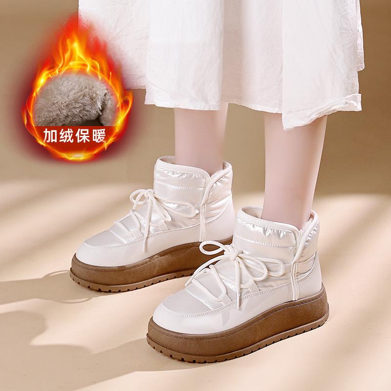 High-top snow boots, piled and thickened in winter, new outer wear, warm and non-slip short cotton shoes K