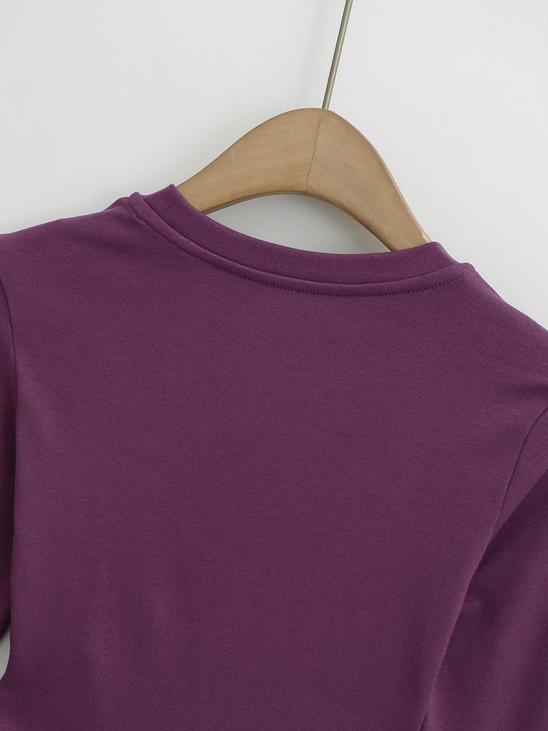 Women's Pilates Crew Neck Long Sleeve Yoga Top - Curved Hem, Spring/Summer Style