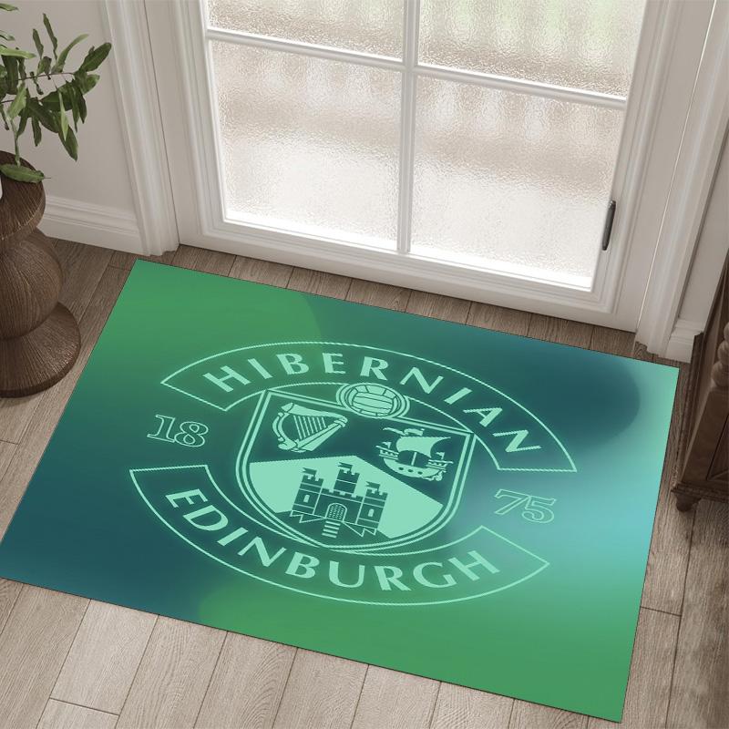 Hibernian FC Design Kristall Samt Teppich Gemütlich Nicht?Rutschfester Teppich mit Aufdruck für Schlafzimmer Wohnzimmer Eingang