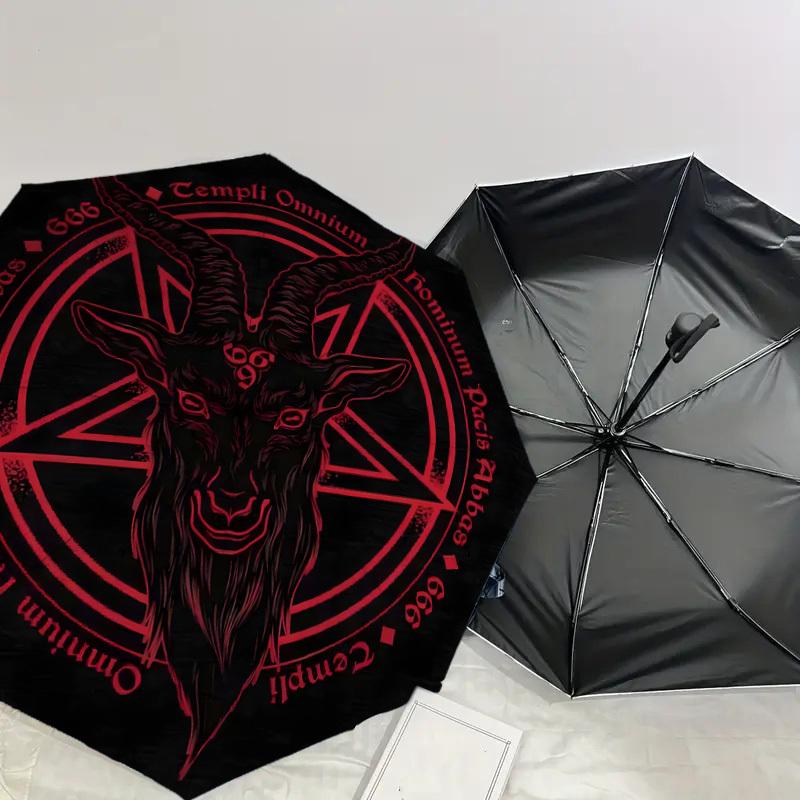 1pc Baphomet Symbol Satanic Art Umbrella with Plastic Handle,Suitable for All Seasons Home Travel Outdoor UmbrellaDD1274