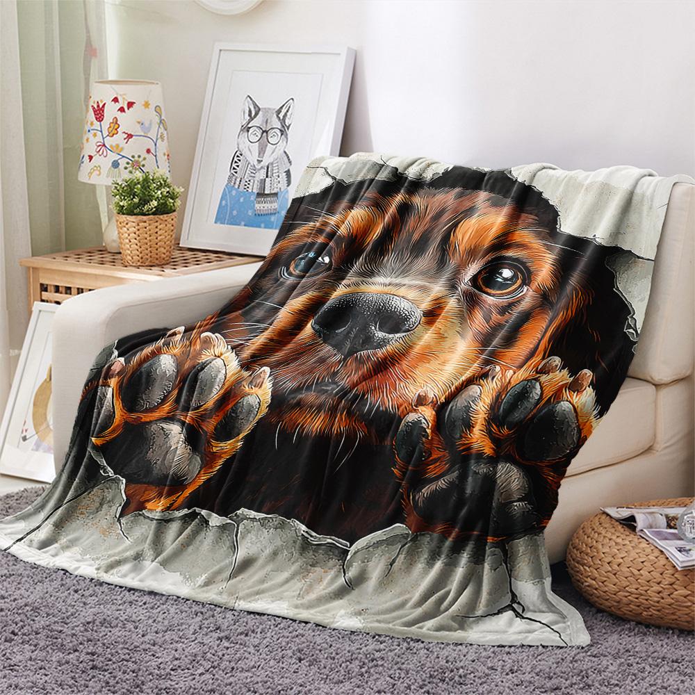 Koc Flanelowy z Nadrukiem Psów, Wysokiej Jakości, Wygodny na Wszystkie Pory Roku, Wystrój Domu, Ciepło i Komfort, Idealny na Prezenty Świąteczne