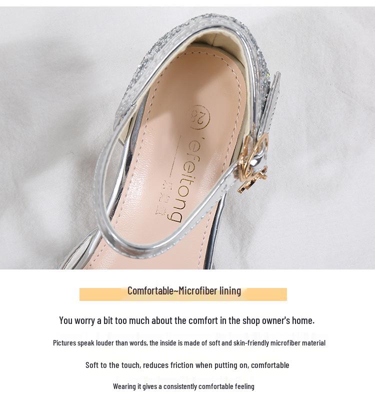 Girls' Golden Princess Shoes: Non-slip, Breathable Korean Style Sandals for Summer.