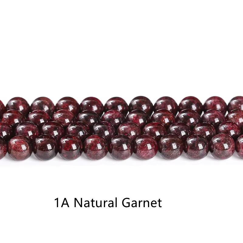 1A Natural Stone Dark Red Garnet Bead Round Loose Spacer 4 6 8 10mm Pick Size For Jewelry Making Diy Necklace Bracelet Accessory