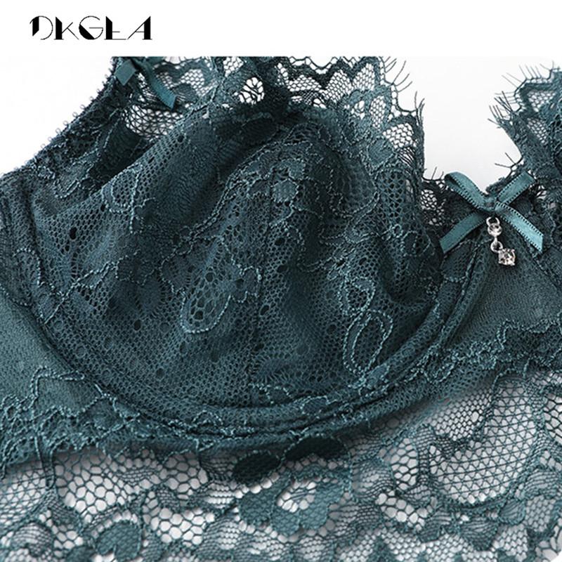 DKGEA Sexy Bra Plus Size Women Underwear Set Lace Transparent Brassiere