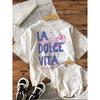 Womens TShirt White Top with La Vita Portofino Italia Graphic PrintStars Martini Glass DesignCasual Short Sleeve Crew Neck