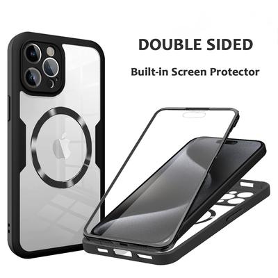 360 Grad transparente magnetische Ganzkörperhülle für Magsafe-Telefonhülle für iPhone 16 15 11 12 13 14 Pro Max 15 Plus kabellose Ladeabdeckung