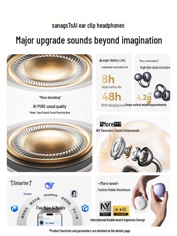 SANAG S7S AI Wireless Ear-Clip Sports Headset