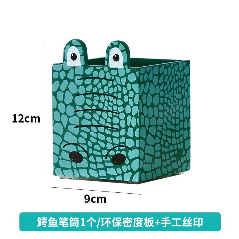 1pcs Cute children s pen holder, desk storage ornament, animal wooden creative personalized desktop storage box, stationery