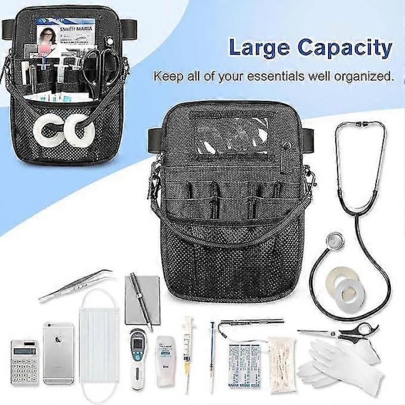 Nurse Fanny Pack, Medical Equipment Organizer Pouch, Utility Waist Bag for Stethoscopes, Dressing Scissors and Other Medical Supplies, (Black) Ternel