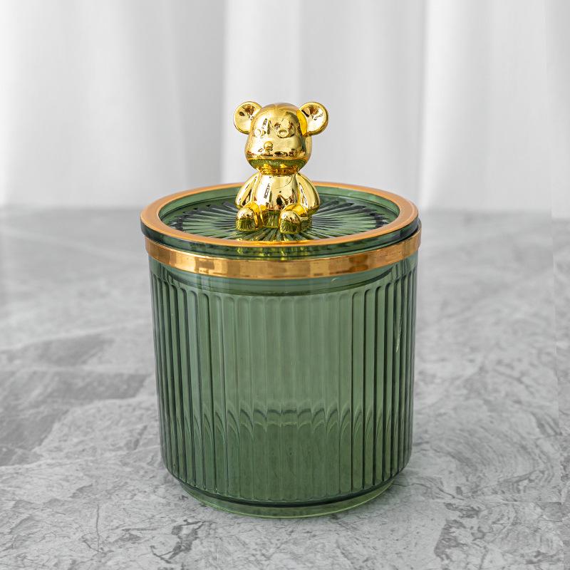 Luxury Cotton Swab & Makeup Storage Box - Dustproof Toothpick & Floss Holder with Bear Design