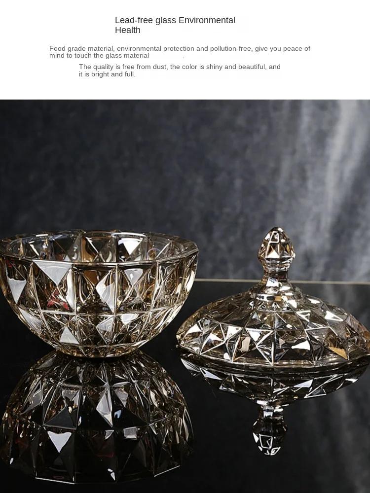 Úložná sklenice evropského stylu z křišťálového skla stolní ozdoba bonbony ovoce kreativní móda domácí šperkovnice s víkem