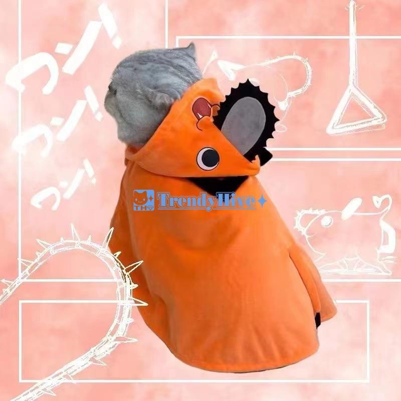 Anime Chainsaw Man Pochita Pets Cosplay Costume for Cat Dog Pet Cloak Orange