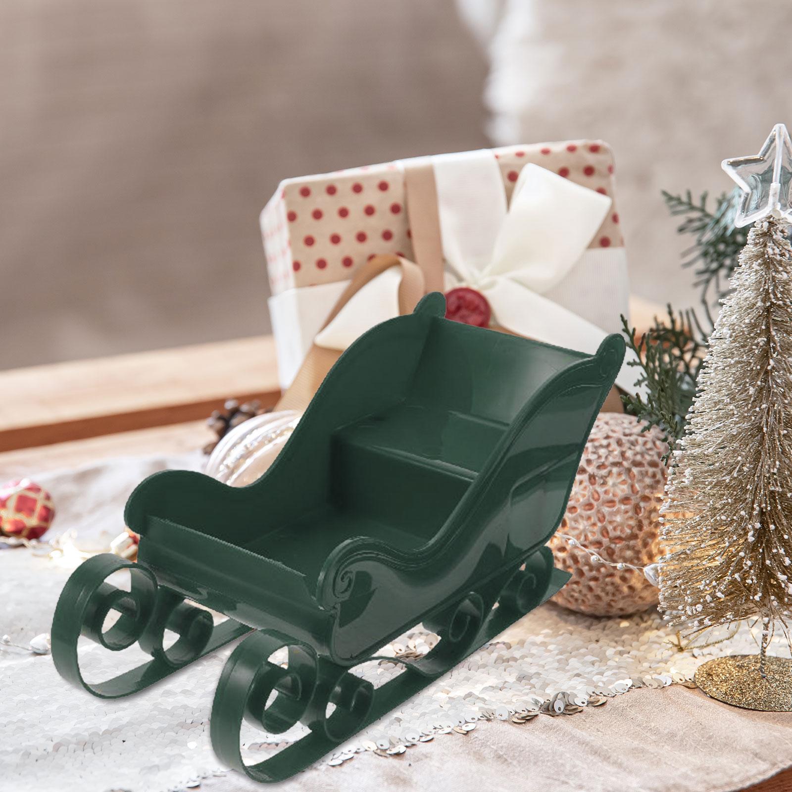 

Santa Sleigh Christmas Statue Living Room Ornament Tabletop Decoration Collection Holiday Mini Sled Ornament зелёный