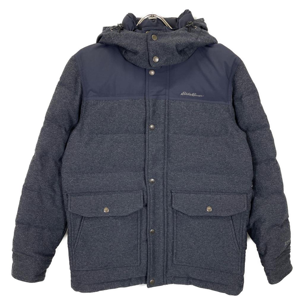 EDDIE BAUER Navy Herringbone Wool Down Jacket Jacket S Navy grayUsed