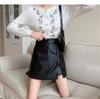2025 Autumn/Winter Black High-Waisted PU Leather Bodycon Skirt – Women's Slimming A-Line Midi Skirt