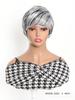 Perruque courte argentée grise dégradée de 4 pouces pour femme avec frange pour usage quotidien et fête(Gris Mix Noir)