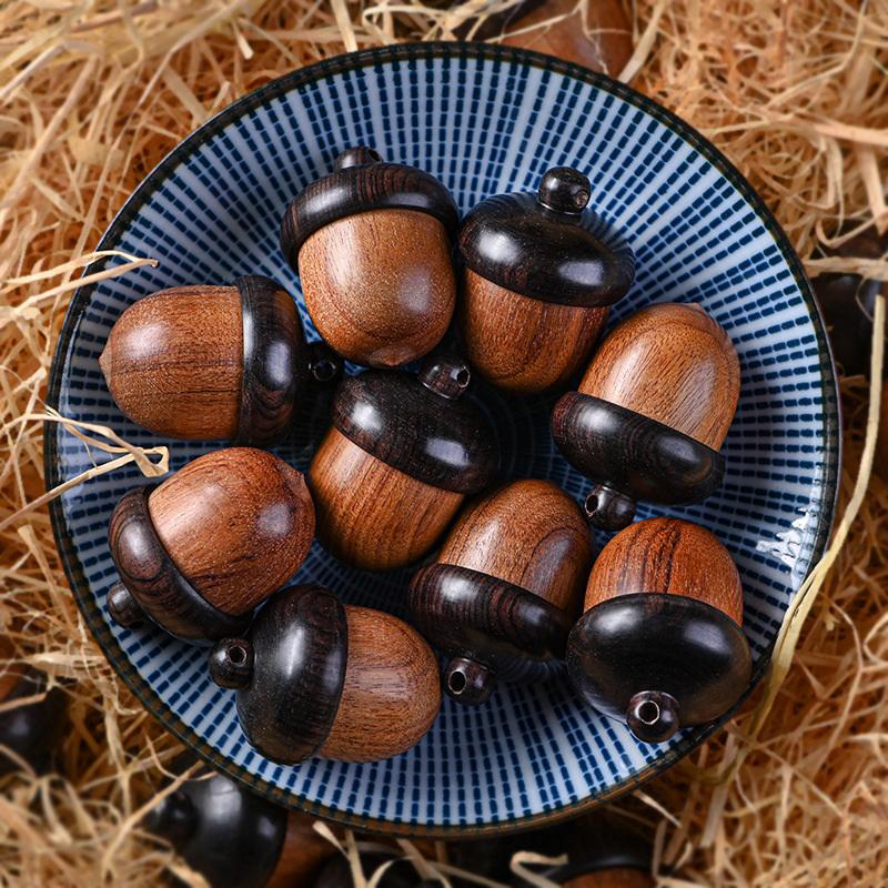 1/2PCS Mini Portable Sandalwood Pill Boxes Granule Storage Case Small Items Container DIY Acorn Pendants Rescue Tablets Holder