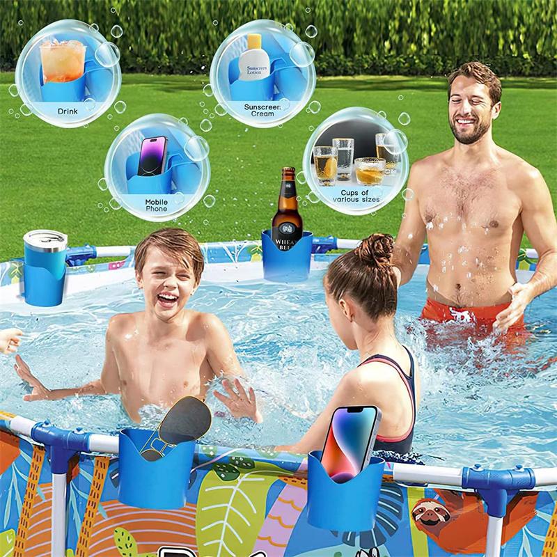 Poolside Cup Holder For Above Ground Pools, Swimming Pool Cup Holder For Drinks, No Spills Holder Clip