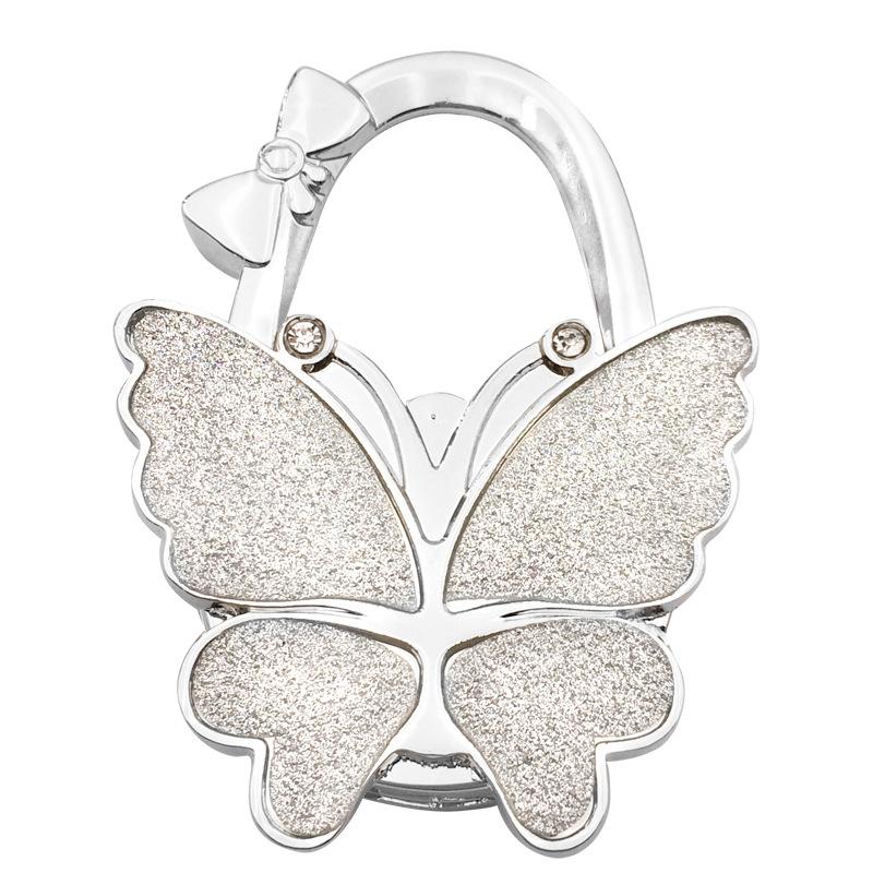 Foldable Sturdy Butterfly Purse Hook Colorful Glitter Metal Frame Table Bag Holder for Cafe Bar Outdoor Use