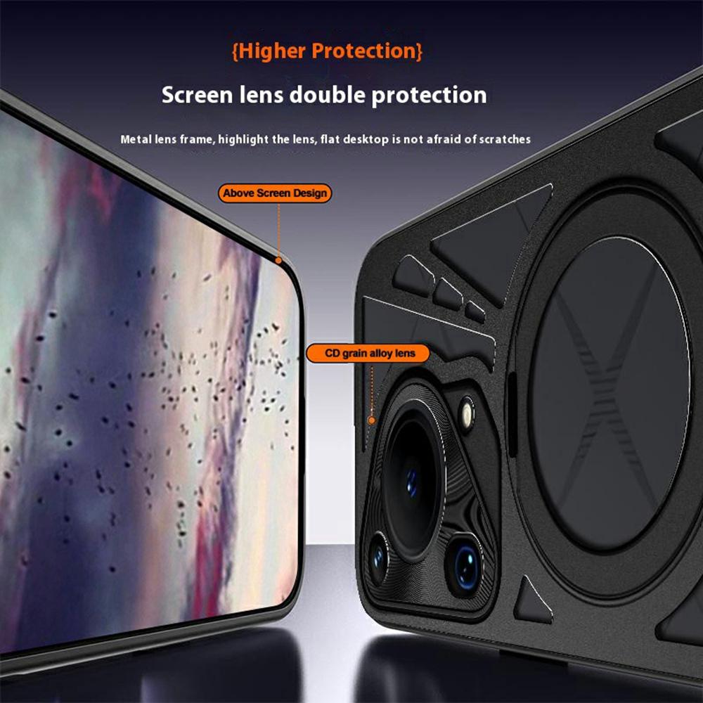 For Huawei Pura 70 Ultra Case Magnetic Kickstand Hollow Heat Dissipation Silicone+PC+Metal Bumper Phone Cover