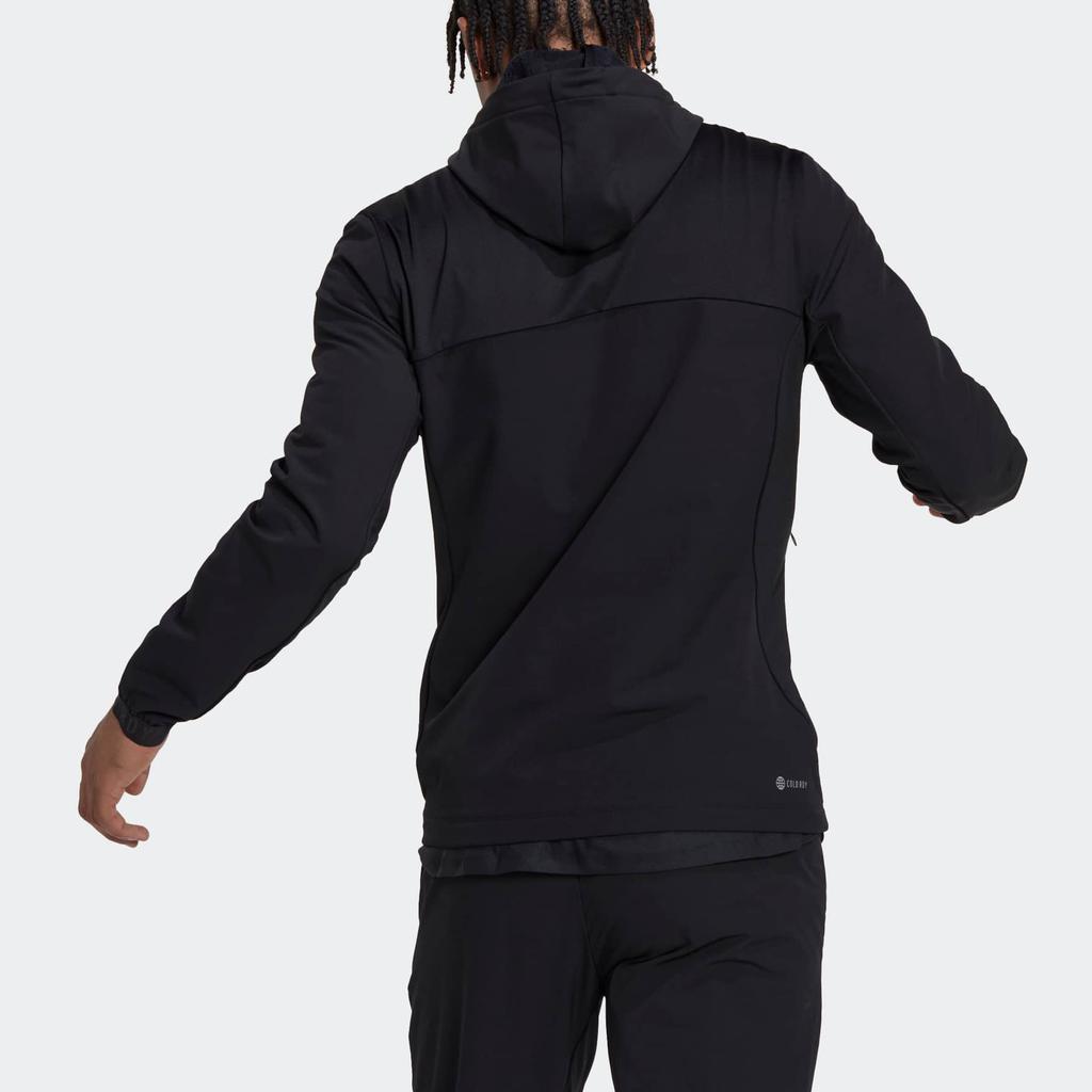 Adidas Cold Ready Full Zip Embroidered Logo Hooded Jacket Men Outerwear Black HN2884