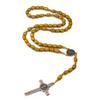 Christian Handmade Wooden Rosary Necklace Prayer Beads with Holy Soil Medal and Cross Bohemian Style for Men and Women