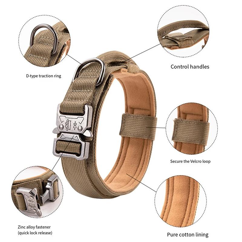 Durable Military Tactical Dog Collar Adjustable Pet Nylon Training Rottweiler Dog Collar For Medium Large Dogs German Shepard