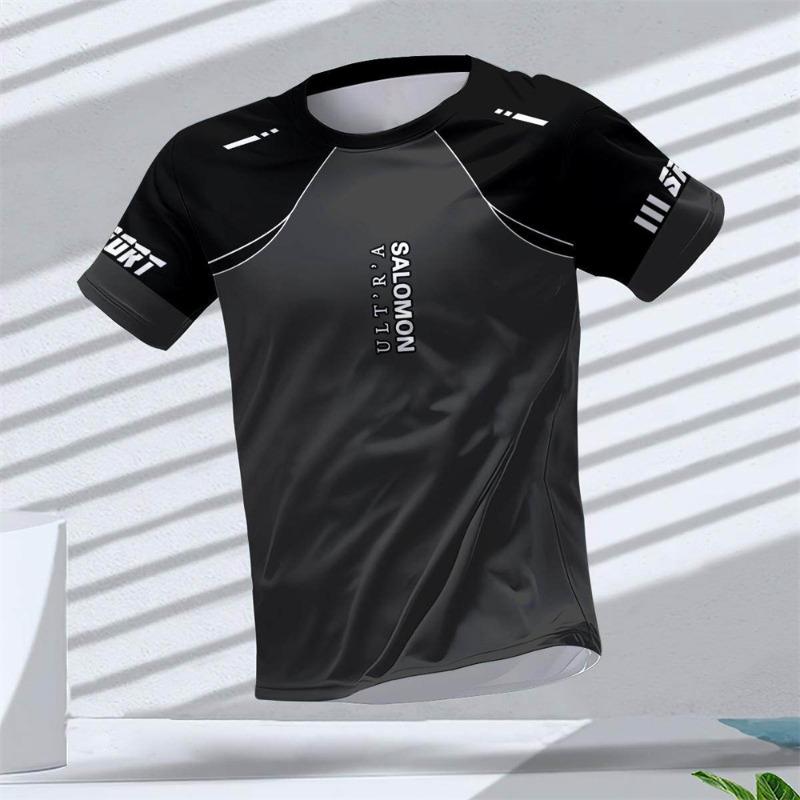 Herren 3D-Druck T-Shirt Outdoor Fitness Atmungsaktiv Schnelltrocknend Sport Kurzarm Rundhals Pullover Lässiges Oberteil