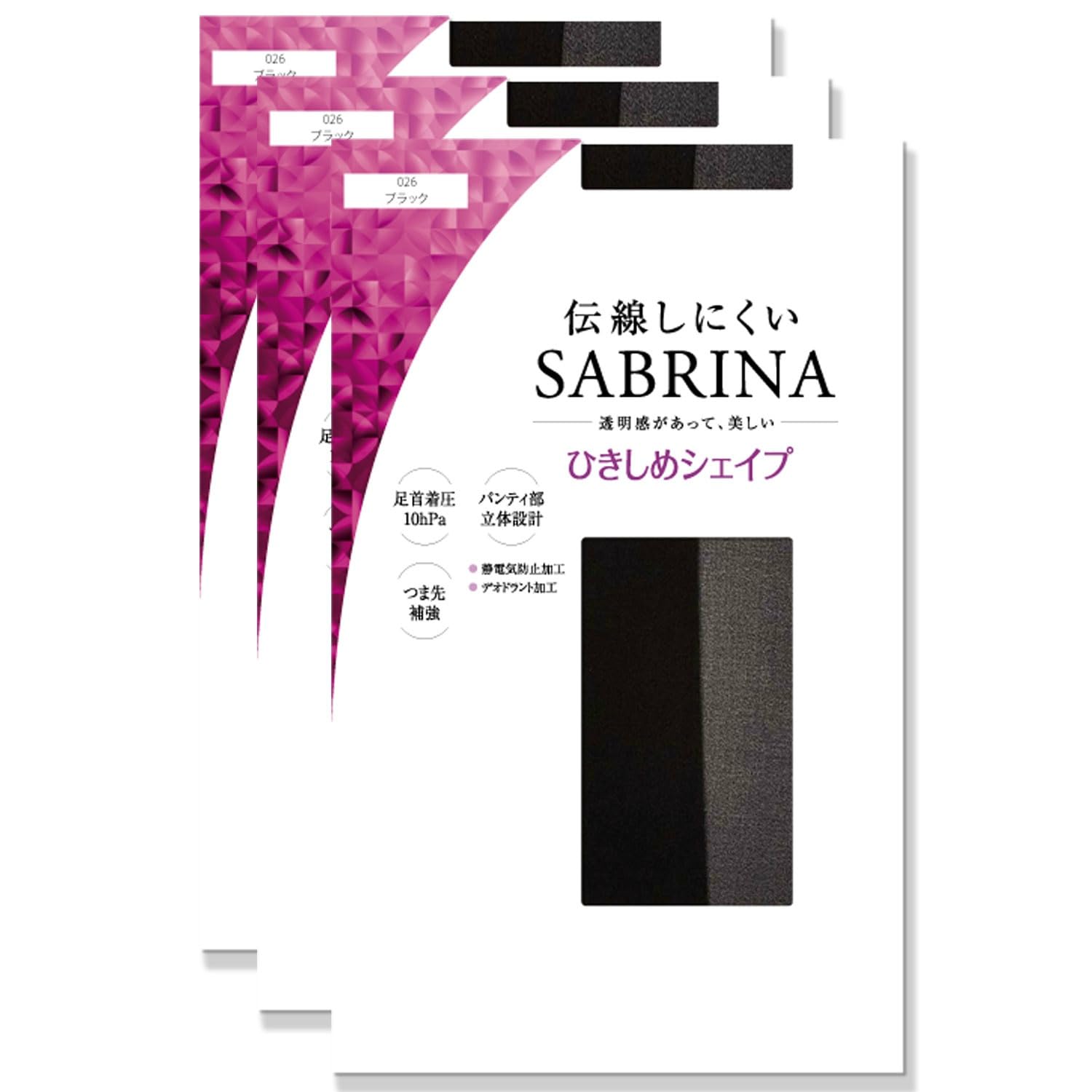 Gunze SABRINA Tight Run Размеры SP813 Чулки, Посадка, Устойчивые, Набор из 3 пар, Женские, Черный, M-L,
